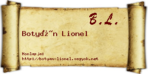 Botyán Lionel névjegykártya